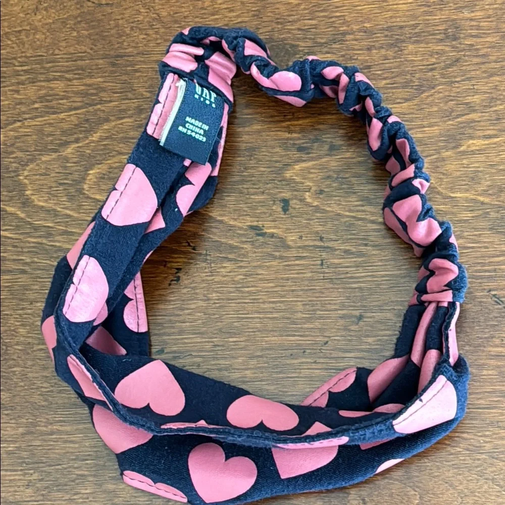 GAP KIDS Girl’s Navy and Pink Heart Headband OS EUC